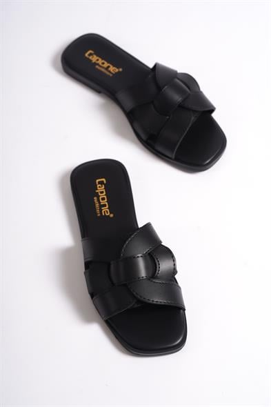 Capone Halsey Women Black Slide Flat Sandals image 2