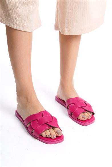Capone Halsey Women Fuchsia Slide Flat Sandals image 4