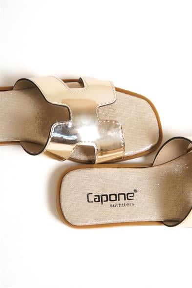 Capone Halsey Women Gold Slide Flat Sandals image 3
