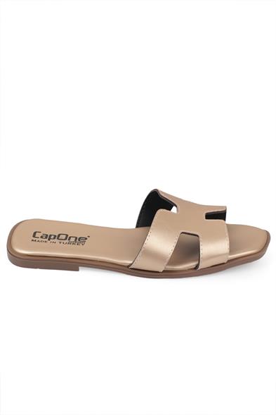 Capone Halsey Women Gold Slide Flat Sandals image 4