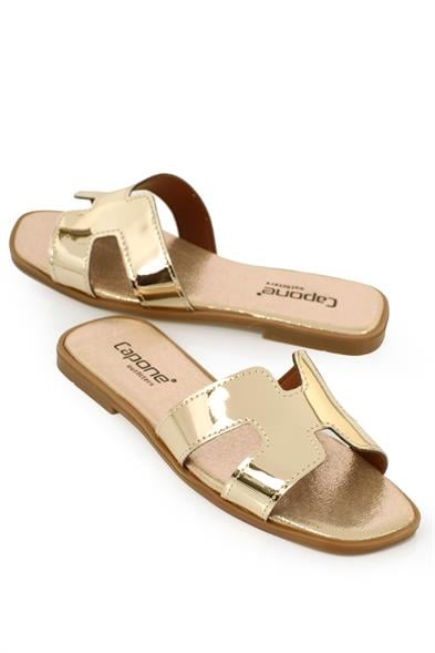 Capone Halsey Women Gold Slide Flat Sandals image 6