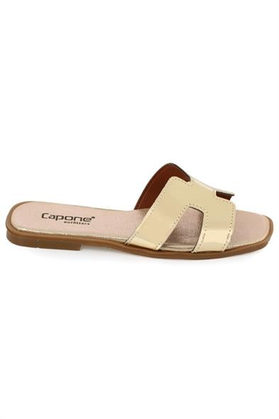 Capone Halsey Women Gold Slide Flat Sandals image 5