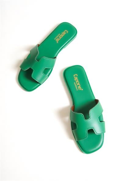 Capone Halsey Women Green Slide Flat Sandals image 2