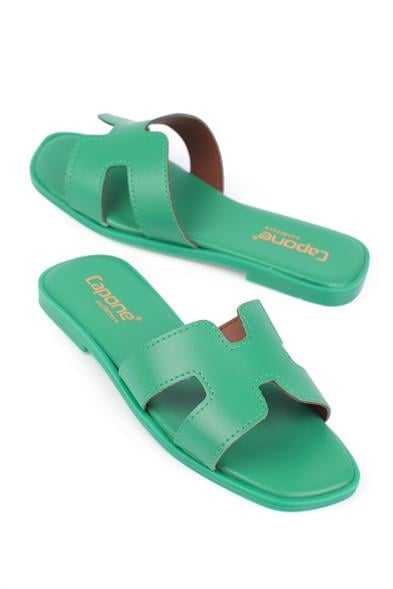 Capone Halsey Women Green Slide Flat Sandals image 5