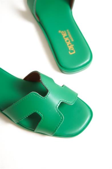 Capone Halsey Women Green Slide Flat Sandals image 6