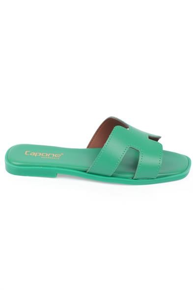 Capone Halsey Women Green Slide Flat Sandals image 4