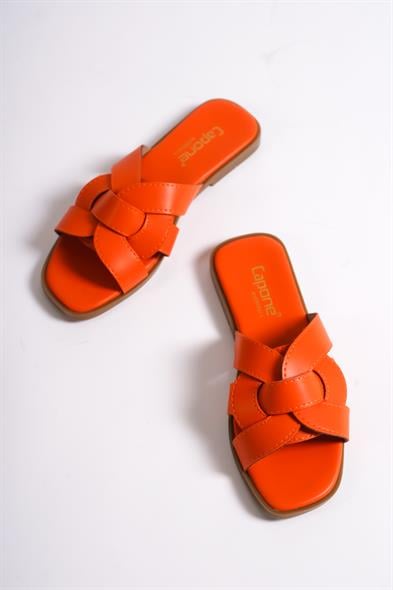 Capone Halsey Women Orange Slide Flat Sandals image 2