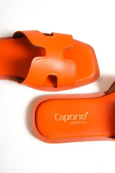 Capone Halsey Women Orange Slide Flat Sandals image 3