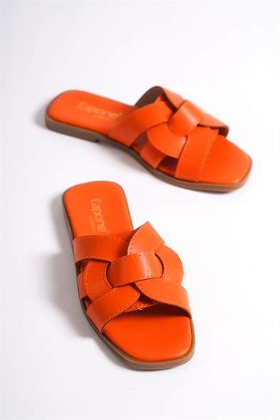 Capone Halsey Women Orange Slide Flat Sandals image 3