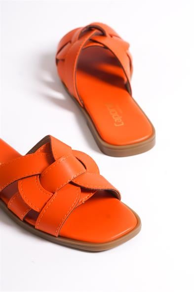 Capone Halsey Women Orange Slide Flat Sandals image 6