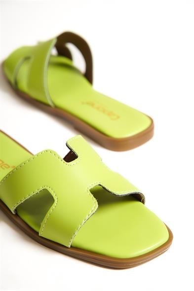 Capone Halsey Women Pistachio Green Slide Flat Sandals image 2