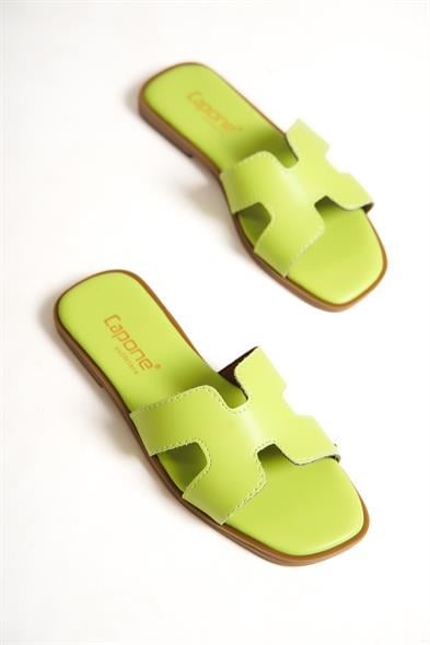 Capone Halsey Women Pistachio Green Slide Flat Sandals image 6