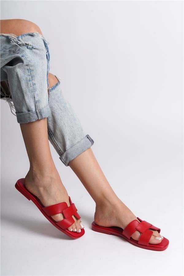 Capone Halsey Women Red Slide Flat Sandals image 4