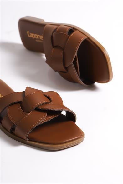 Capone Halsey Women Tan Slide Flat Sandals image 3