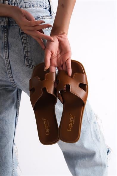 Capone Halsey Women Tan Slide Flat Sandals image 6