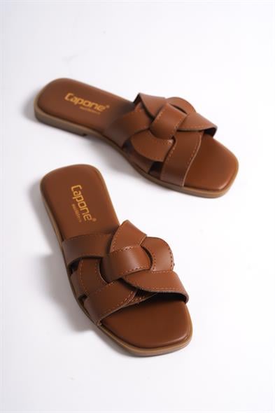 Capone Halsey Women Tan Slide Flat Sandals image 2