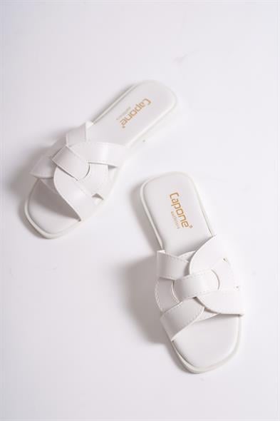 Capone Halsey Women White Slide Flat Sandals image 2