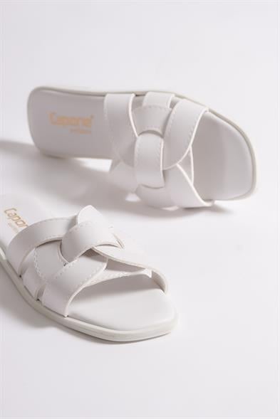 Capone Halsey Women White Slide Flat Sandals image 5