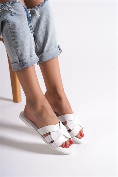 Capone Halsey Women White Slide Flat Sandals image 3