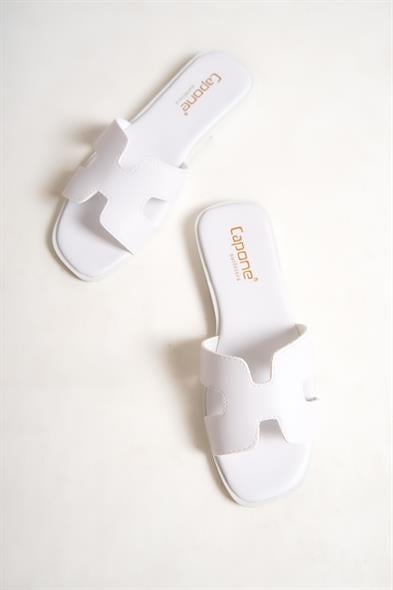 Capone Halsey Women White Slide Flat Sandals image 2