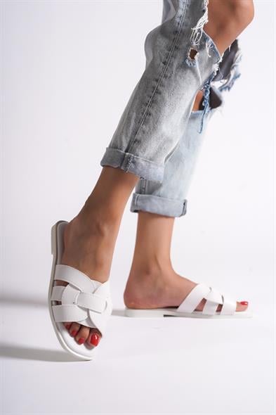 Capone Halsey Women White Slide Flat Sandals image 4