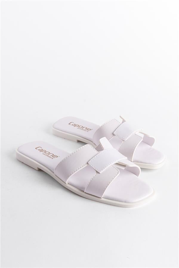 Capone Halsey Women White Slide Flat Sandals image 2