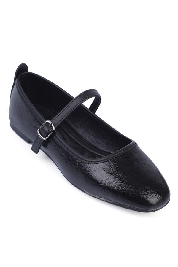 Capone Hanna Trend Women Black Crinkle Patent Ballet Flats image 1
