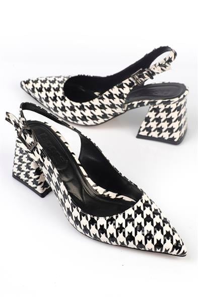 Capone Ruby Soft Padded Insole Women Houndstooth Heeled Shoes image 2