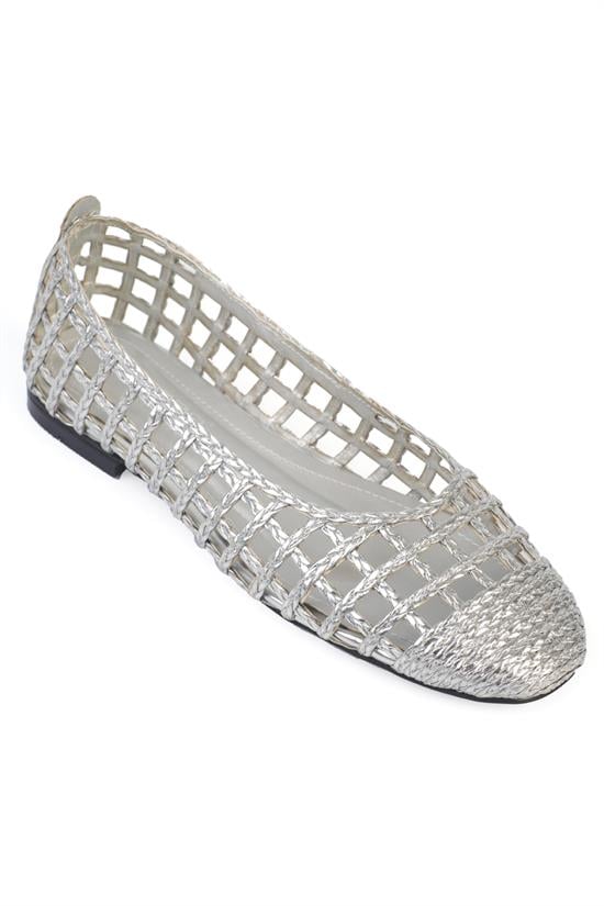 Capone Heide Woven Women Silver Ballet Flat
