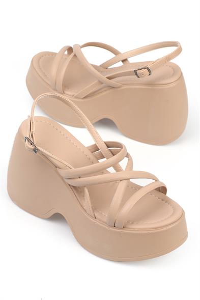 Capone High Wedge Ankle Strap Women Beige Sandals image 5