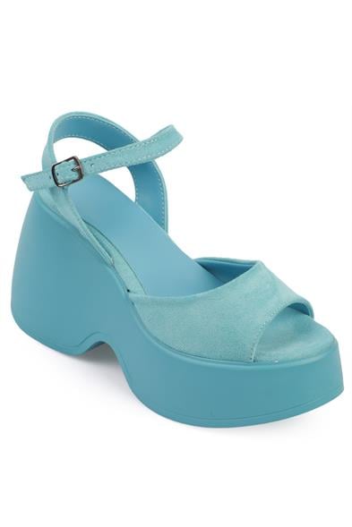 Capone High Wedge Ankle Strap Women Blue Sandals