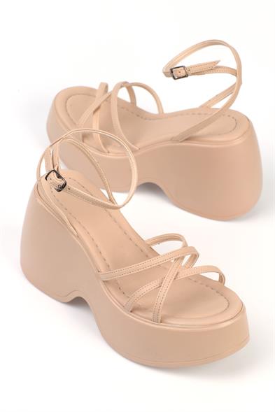 Capone High Wedge Ankle Strap Women Nude Sandals image 3