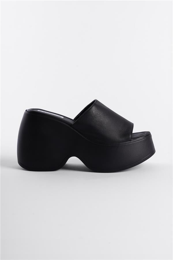 Capone Lena High Wedge Heel Women Black Sandals