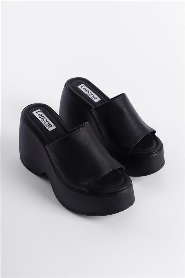 Capone Lena High Wedge Heel Women Black Sandals image 2