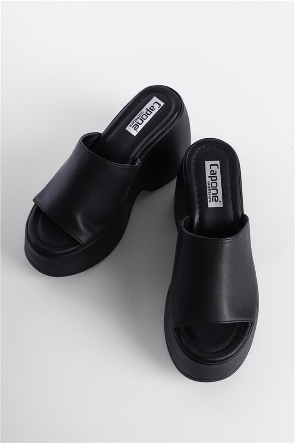 Capone Lena High Wedge Heel Women Black Sandals image 4