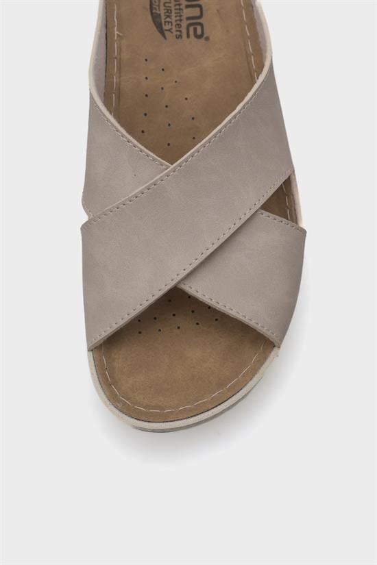 Capone Ivory 107001 Women Beige Cross Band Slide Comfort Anatomical Sandals image 6