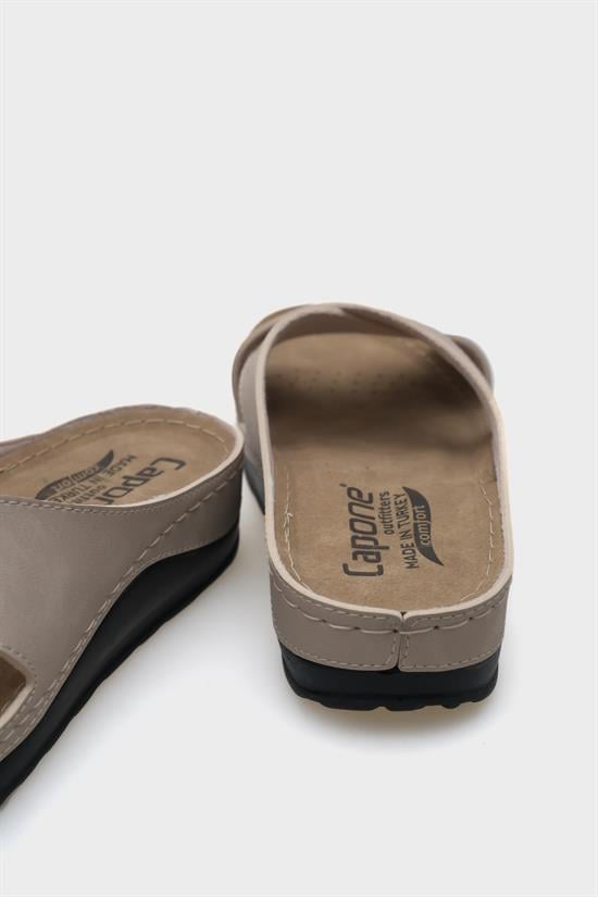 Capone Ivory 107001 Women Beige Cross Band Slide Comfort Anatomical Sandals image 5