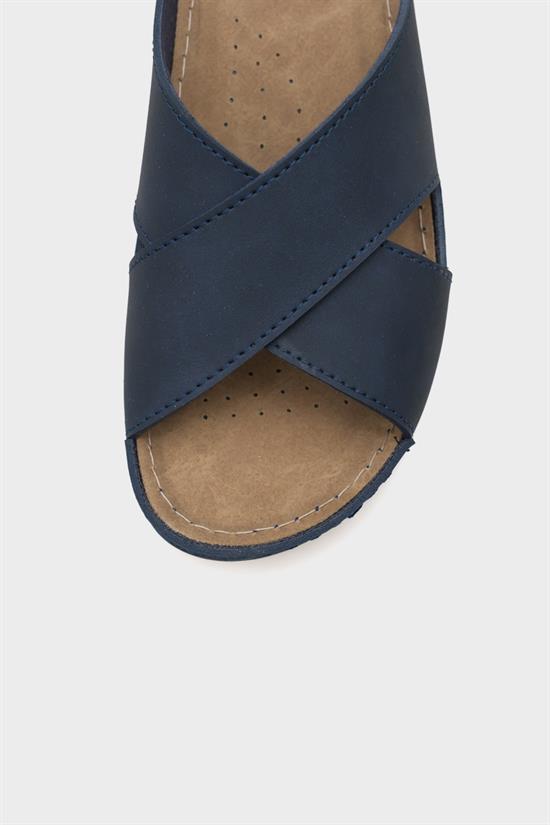 Capone Ivory 107001 Women Navy Cross Band Slide Comfort Anatomical Sandals image 5