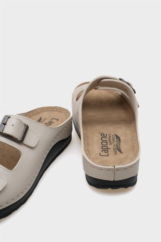 Capone Jaclin 107009 Women Beige Double Starps Slide Comfort Anatomical Sandals image 5