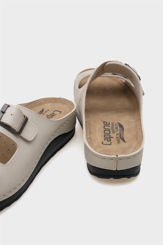 Capone 107009 Women Beige Double Starps Slide Comfort Anatomical Sandals image 5