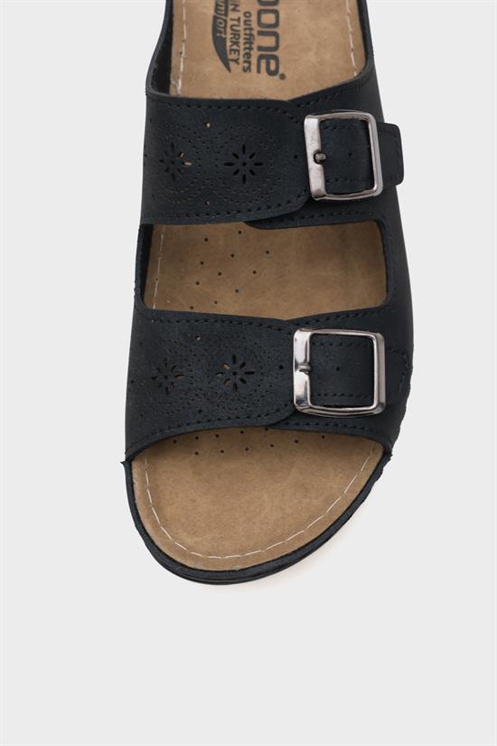 Capone Jaclin 107009 Women Black Double Starps Slide Comfort Anatomical Sandals image 6
