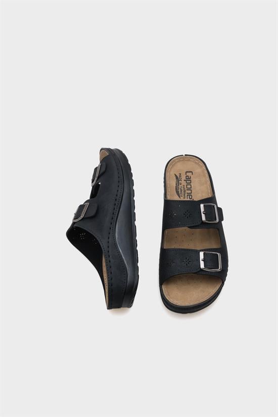 Capone Jaclin 107009 Women Black Double Starps Slide Comfort Anatomical Sandals image 2