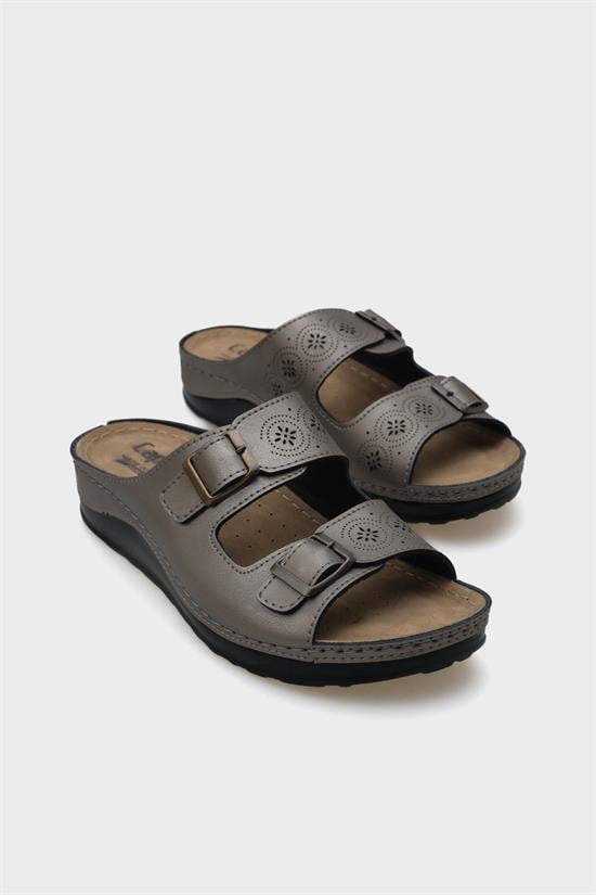 Capone Jaclin 107009 Women Platinum Double Starps Slide Comfort Anatomical Sandals image 4