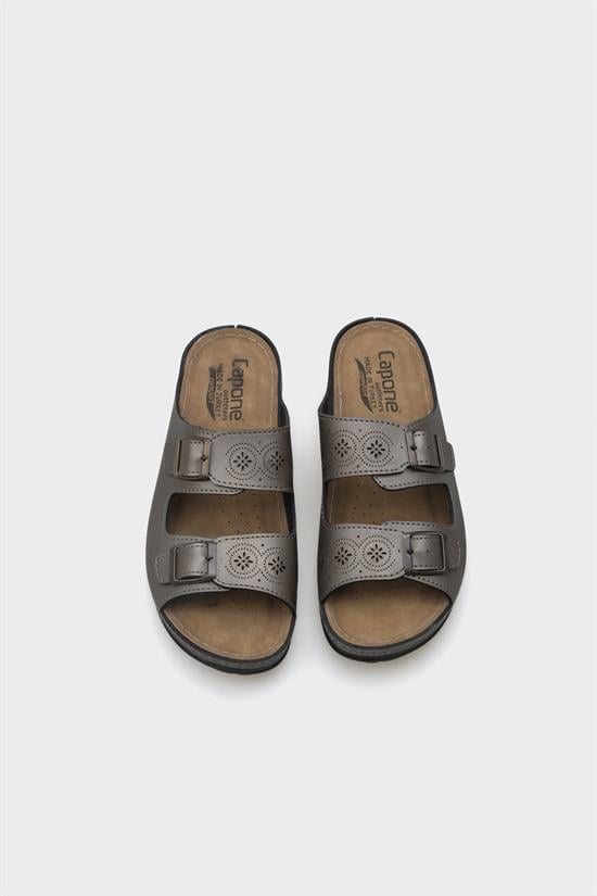 Capone Jaclin 107009 Women Platinum Double Starps Slide Comfort Anatomical Sandals image 3