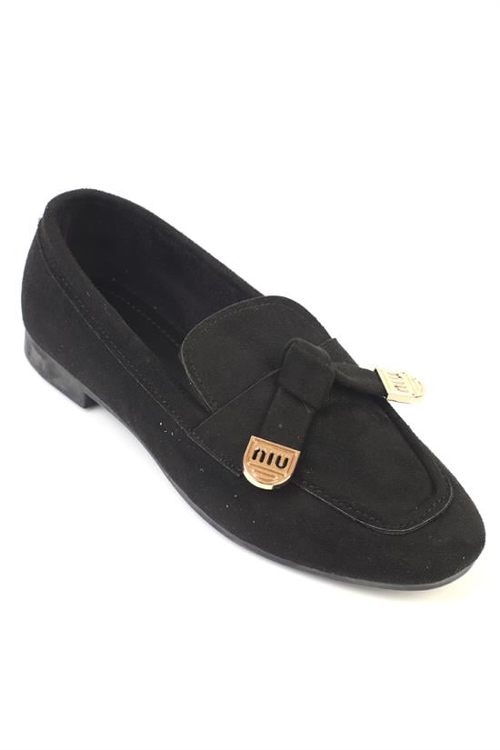 Capone Janessa Metal Buckle Soft Women Sued Black Loafer