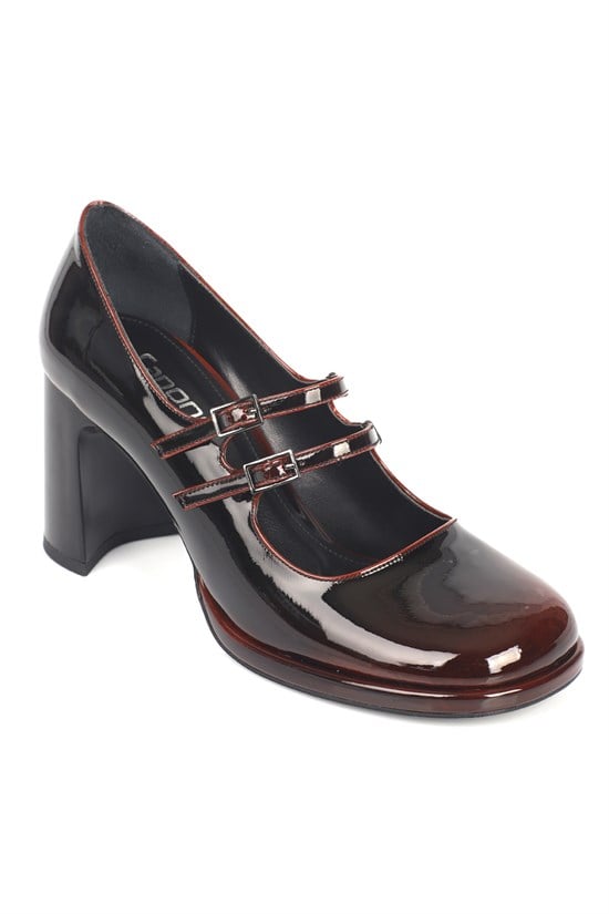 Capone Jeana Platform Shiny Women Burgundy Mary Jane Shoes