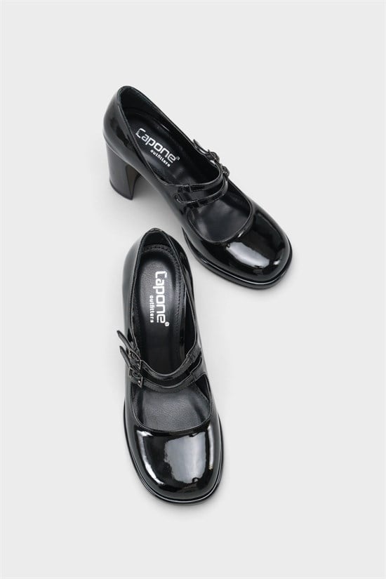 Capone Jeana Platform Shiny Women Patent Black Mary Jane Shoes image 3