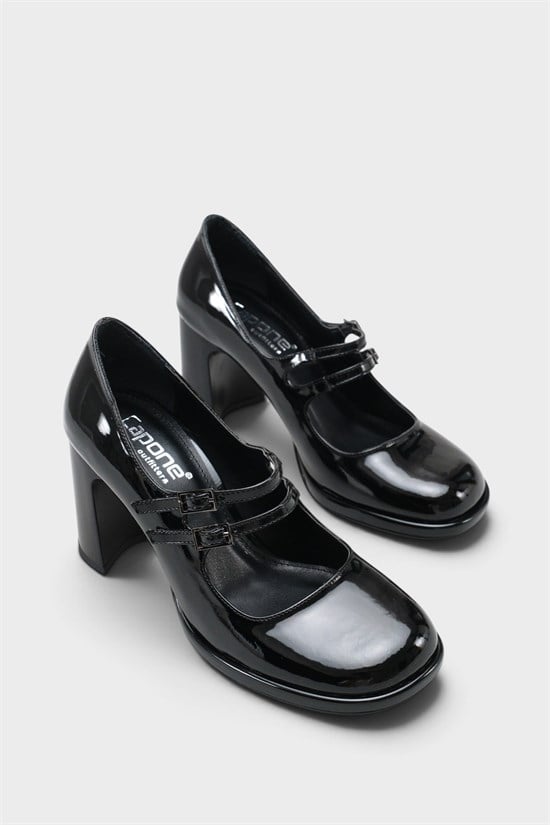 Capone Jeana Platform Shiny Women Patent Black Mary Jane Shoes image 2