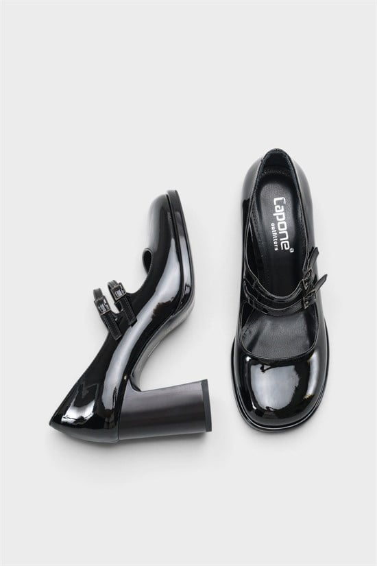 Capone Jeana Platform Shiny Women Patent Black Mary Jane Shoes image 5