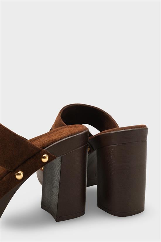 Capone Jelene Platform Suede Look Single Band Women Sued Brown Clog image 5